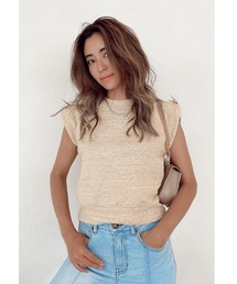 ALEXIA STAM | Sleeveless Power Shoulder Top/スリーブレスパワーショルダートップ(Tシャツ/カットソー)