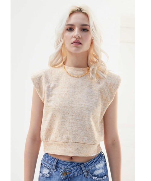 ALEXIA STAM（アリシアスタン）の「Sleeveless Power Shoulder Top/スリーブレスパワーショルダートップ（Tシャツ/カットソー・レディース・ホワイト系/ベージュ/グレー・FREE）」の14枚目の写真