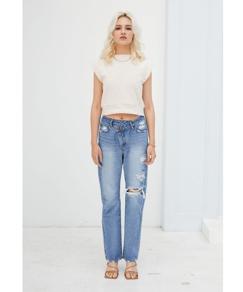 ALEXIA STAM（アリシアスタン）の「Sleeveless Power Shoulder Top/スリーブレスパワーショルダートップ（Tシャツ/カットソー・レディース・ホワイト系/ベージュ/グレー・FREE）」の4枚目の写真