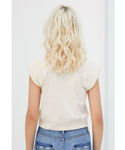 ALEXIA STAM（アリシアスタン）の「Sleeveless Power Shoulder Top/スリーブレスパワーショルダートップ（Tシャツ/カットソー・レディース・ホワイト系/ベージュ/グレー・FREE）」の8枚目の写真