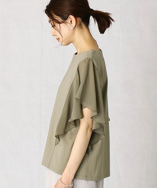 Comme　Ca　Mature（コムサマチュア）の「フリルカットソー（Tシャツ/カットソー・レディース・ホワイト/ブラック/カーキ・MEDIUM/LARGE）」の8枚目の写真