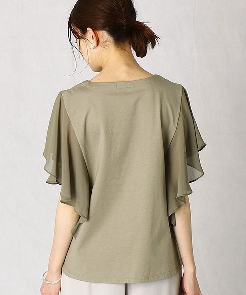 Comme　Ca　Mature（コムサマチュア）の「フリルカットソー（Tシャツ/カットソー・レディース・ホワイト/ブラック/カーキ・MEDIUM/LARGE）」の9枚目の写真