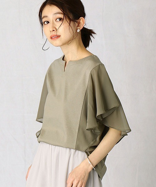 Comme　Ca　Mature（コムサマチュア）の「フリルカットソー（Tシャツ/カットソー・レディース・ホワイト/ブラック/カーキ・MEDIUM/LARGE）」の7枚目の写真