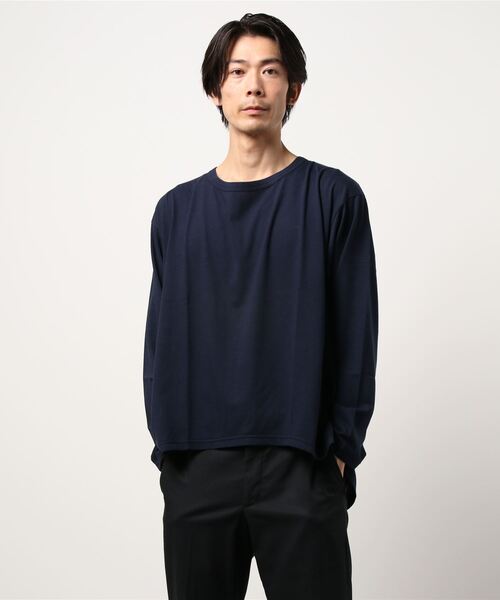rovtski(ロフトスキー)の「CLASSIC ROV リネンコットン 麻の質感が心地よい裾ラウンドワイドネックLS(Tシャツ/カットソー・メンズ・ネイビー/オフホワイト/サックスブルー/ベージュ系その他/ライトグレー・FREE)」の4枚目の写真