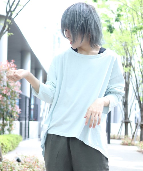 rovtski(ロフトスキー)の「CLASSIC ROV リネンコットン 麻の質感が心地よい裾ラウンドワイドネックLS(Tシャツ/カットソー・メンズ・ネイビー/オフホワイト/サックスブルー/ベージュ系その他/ライトグレー・FREE)」の5枚目の写真