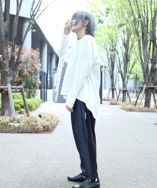 rovtski(ロフトスキー)の「CLASSIC ROV リネンコットン 麻の質感が心地よい裾ラウンドワイドネックLS(Tシャツ/カットソー・メンズ・ネイビー/オフホワイト/サックスブルー/ベージュ系その他/ライトグレー・FREE)」の7枚目の写真