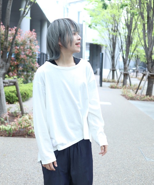 rovtski(ロフトスキー)の「CLASSIC ROV リネンコットン 麻の質感が心地よい裾ラウンドワイドネックLS(Tシャツ/カットソー・メンズ・ネイビー/オフホワイト/サックスブルー/ベージュ系その他/ライトグレー・FREE)」の10枚目の写真