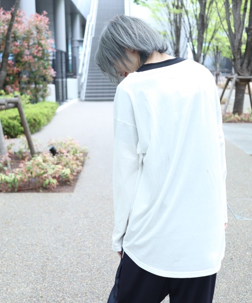 rovtski(ロフトスキー)の「CLASSIC ROV リネンコットン 麻の質感が心地よい裾ラウンドワイドネックLS(Tシャツ/カットソー・メンズ・ネイビー/オフホワイト/サックスブルー/ベージュ系その他/ライトグレー・FREE)」の12枚目の写真