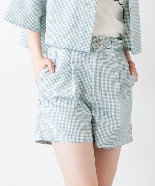 WEGO（ウィゴー）の「WEGO/ベルト付きリネンライクショートパンツ（スラックス・レディース・イエロー/グリーン系その他2/アイボリー/グリーン/ブラウン系その他2・MEDIUM/SMALL）」の4枚目の写真