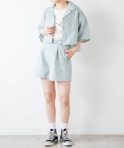 WEGO（ウィゴー）の「WEGO/ベルト付きリネンライクショートパンツ（スラックス・レディース・イエロー/グリーン系その他2/アイボリー/グリーン/ブラウン系その他2・MEDIUM/SMALL）」の11枚目の写真