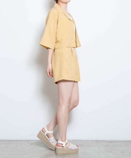 WEGO（ウィゴー）の「WEGO/ベルト付きリネンライクショートパンツ（スラックス・レディース・イエロー/グリーン系その他2/アイボリー/グリーン/ブラウン系その他2・MEDIUM/SMALL）」の12枚目の写真