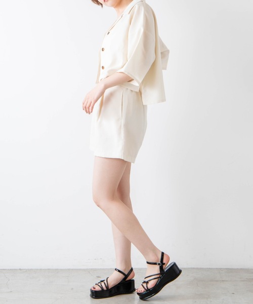 WEGO（ウィゴー）の「WEGO/ベルト付きリネンライクショートパンツ（スラックス・レディース・イエロー/グリーン系その他2/アイボリー/グリーン/ブラウン系その他2・MEDIUM/SMALL）」の7枚目の写真