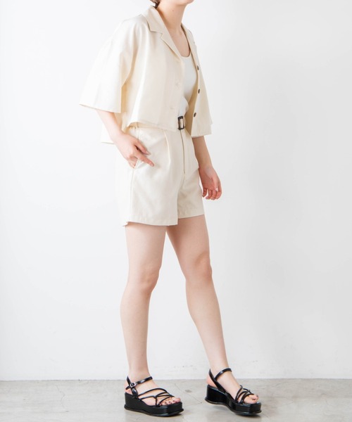 WEGO（ウィゴー）の「WEGO/ベルト付きリネンライクショートパンツ（スラックス・レディース・イエロー/グリーン系その他2/アイボリー/グリーン/ブラウン系その他2・MEDIUM/SMALL）」の8枚目の写真