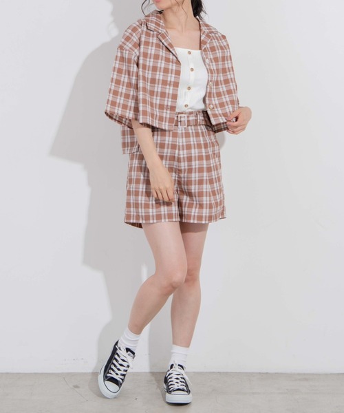 WEGO（ウィゴー）の「WEGO/ベルト付きリネンライクショートパンツ（スラックス・レディース・イエロー/グリーン系その他2/アイボリー/グリーン/ブラウン系その他2・MEDIUM/SMALL）」の22枚目の写真