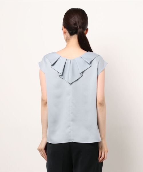 m.f.editorial（エムエフエディトリアル）の「エムエフエディトリアルレディース/m.f.editorial：Women ジョーゼット後ろフリルノースリーブプルオーバーブラウス（シャツ/ブラウス・レディース・グレー/サックスブルー/グリーン・MEDIUM/LARGE）」の5枚目の写真