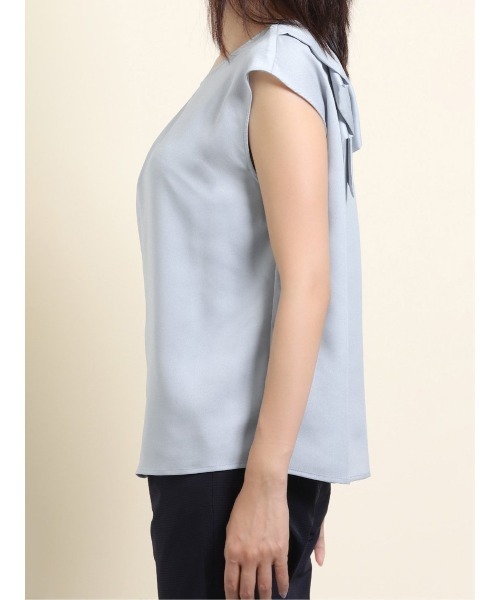 m.f.editorial（エムエフエディトリアル）の「エムエフエディトリアルレディース/m.f.editorial：Women ジョーゼット後ろフリルノースリーブプルオーバーブラウス（シャツ/ブラウス・レディース・グレー/サックスブルー/グリーン・MEDIUM/LARGE）」の7枚目の写真