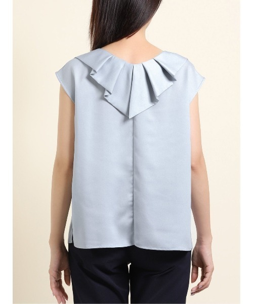 m.f.editorial（エムエフエディトリアル）の「エムエフエディトリアルレディース/m.f.editorial：Women ジョーゼット後ろフリルノースリーブプルオーバーブラウス（シャツ/ブラウス・レディース・グレー/サックスブルー/グリーン・MEDIUM/LARGE）」の8枚目の写真