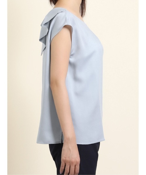 m.f.editorial（エムエフエディトリアル）の「エムエフエディトリアルレディース/m.f.editorial：Women ジョーゼット後ろフリルノースリーブプルオーバーブラウス（シャツ/ブラウス・レディース・グレー/サックスブルー/グリーン・MEDIUM/LARGE）」の9枚目の写真