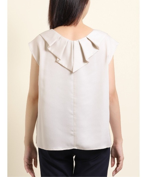 m.f.editorial（エムエフエディトリアル）の「エムエフエディトリアルレディース/m.f.editorial：Women ジョーゼット後ろフリルノースリーブプルオーバーブラウス（シャツ/ブラウス・レディース・グレー/サックスブルー/グリーン・MEDIUM/LARGE）」の14枚目の写真