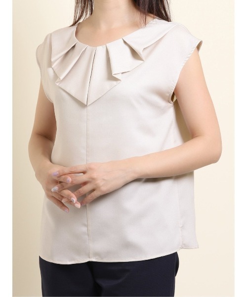 m.f.editorial（エムエフエディトリアル）の「エムエフエディトリアルレディース/m.f.editorial：Women ジョーゼット後ろフリルノースリーブプルオーバーブラウス（シャツ/ブラウス・レディース・グレー/サックスブルー/グリーン・MEDIUM/LARGE）」の18枚目の写真