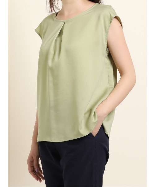 m.f.editorial（エムエフエディトリアル）の「エムエフエディトリアルレディース/m.f.editorial：Women ジョーゼット後ろフリルノースリーブプルオーバーブラウス（シャツ/ブラウス・レディース・グレー/サックスブルー/グリーン・MEDIUM/LARGE）」の19枚目の写真