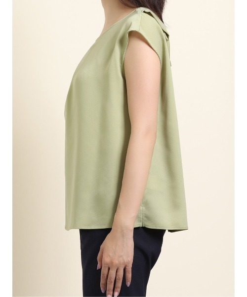 m.f.editorial（エムエフエディトリアル）の「エムエフエディトリアルレディース/m.f.editorial：Women ジョーゼット後ろフリルノースリーブプルオーバーブラウス（シャツ/ブラウス・レディース・グレー/サックスブルー/グリーン・MEDIUM/LARGE）」の20枚目の写真