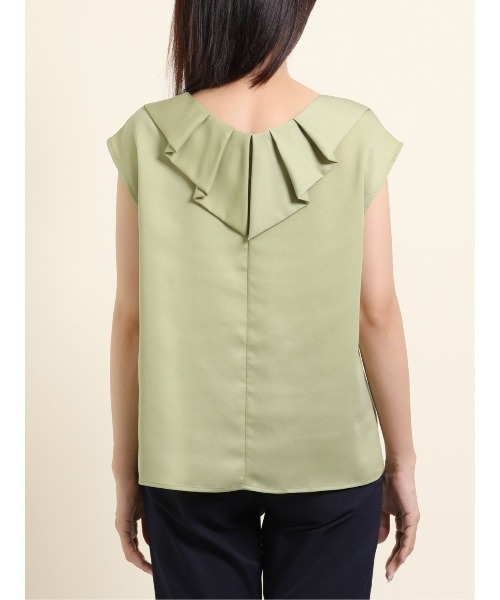 m.f.editorial（エムエフエディトリアル）の「エムエフエディトリアルレディース/m.f.editorial：Women ジョーゼット後ろフリルノースリーブプルオーバーブラウス（シャツ/ブラウス・レディース・グレー/サックスブルー/グリーン・MEDIUM/LARGE）」の21枚目の写真