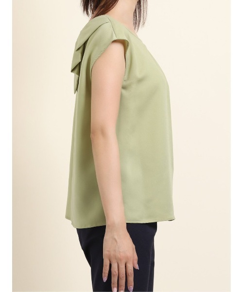 m.f.editorial（エムエフエディトリアル）の「エムエフエディトリアルレディース/m.f.editorial：Women ジョーゼット後ろフリルノースリーブプルオーバーブラウス（シャツ/ブラウス・レディース・グレー/サックスブルー/グリーン・MEDIUM/LARGE）」の22枚目の写真