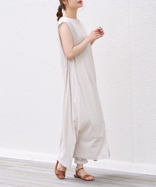 PUAL CE CIN（ピュアルセシン）の「【WEB限定】バックプリントノースリーブワンピース（チュニック・レディース・チャコール/ライトベージュ/オリーブ系/ピンク系その他・FREE）」の7枚目の写真