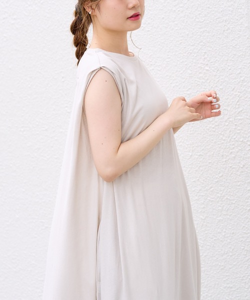 PUAL CE CIN（ピュアルセシン）の「【WEB限定】バックプリントノースリーブワンピース（チュニック・レディース・チャコール/ライトベージュ/オリーブ系/ピンク系その他・FREE）」の11枚目の写真