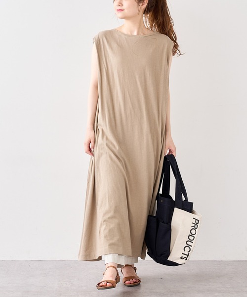 PUAL CE CIN（ピュアルセシン）の「【WEB限定】バックプリントノースリーブワンピース（チュニック・レディース・チャコール/ライトベージュ/オリーブ系/ピンク系その他・FREE）」の14枚目の写真