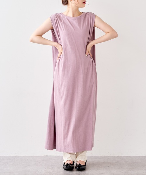 PUAL CE CIN（ピュアルセシン）の「【WEB限定】バックプリントノースリーブワンピース（チュニック・レディース・チャコール/ライトベージュ/オリーブ系/ピンク系その他・FREE）」の21枚目の写真