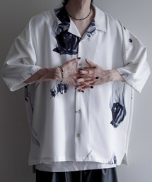 "Lily & Rose" Drape Oversize Shirt / 百合柄&薔薇柄ドレープオーバーサイズシャツ