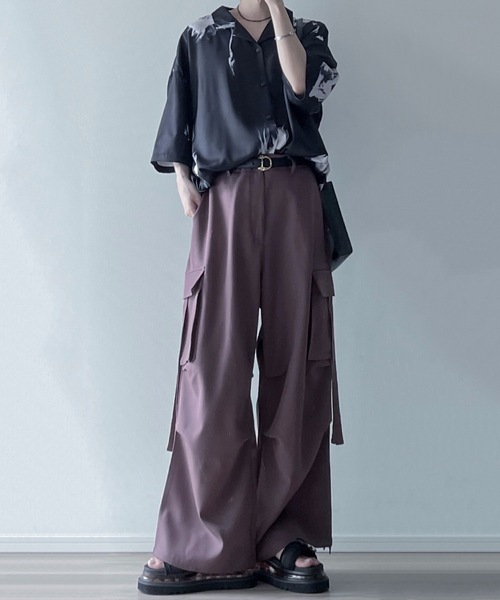 Lily & Rose' Drape Oversize Shirt / 百合柄&薔薇柄ドレープ