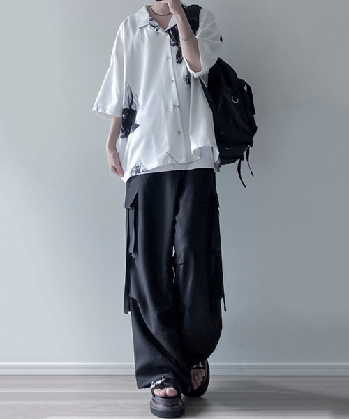 Lily & Rose' Drape Oversize Shirt / 百合柄&薔薇柄ドレープ