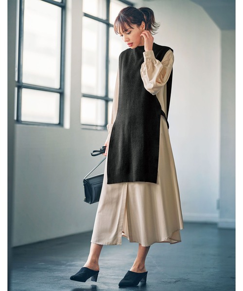 GeeRA(ジーラ)の「ベストレイヤードシャツワンピースセット(アンサンブル・レディース・ブラック・X-LARGE/MEDIUM/LARGE)」の6枚目の写真