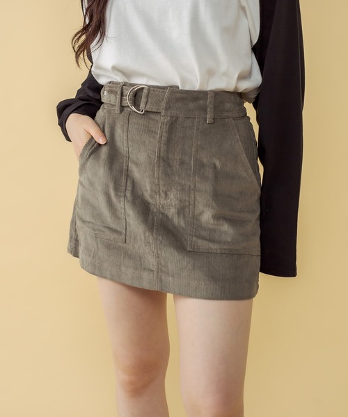 RASVOA(ラスボア)の「コーデュロイベルテッドミニスカート(スカート・レディース・ブラック/カーキ/アイボリー・FREE)」の3枚目の写真
