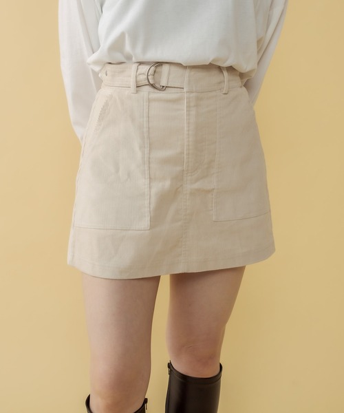 RASVOA(ラスボア)の「コーデュロイベルテッドミニスカート(スカート・レディース・ブラック/カーキ/アイボリー・FREE)」の2枚目の写真