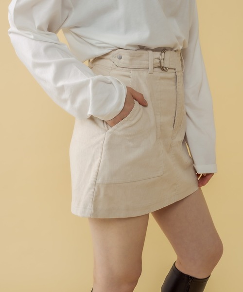 RASVOA(ラスボア)の「コーデュロイベルテッドミニスカート(スカート・レディース・ブラック/カーキ/アイボリー・FREE)」の9枚目の写真