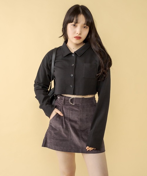 RASVOA(ラスボア)の「コーデュロイベルテッドミニスカート(スカート・レディース・ブラック/カーキ/アイボリー・FREE)」の4枚目の写真