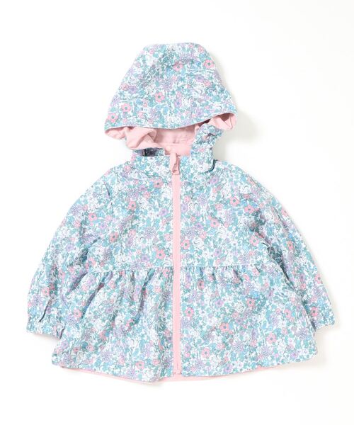 kladskap（クレードスコープ）の「無地×花柄リバーシブルウィンドブレーカー（ナイロンジャケット・キッズ・ピンク/サックスブルー・80ｃｍ/100cm/120cm/90cm/110cm）」の4枚目の写真