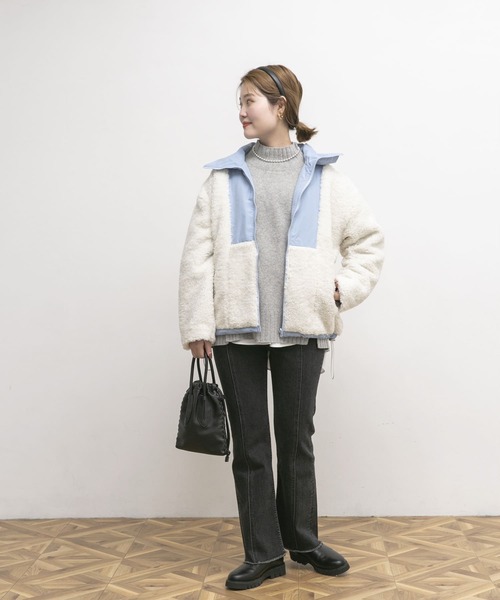 UR Lab.(アーバンリサーチラボ)の「リバーシブルボアブルゾン(ブルゾン・レディース・ピンク/ブルー系その他/ベージュ・FREE)」の6枚目の写真