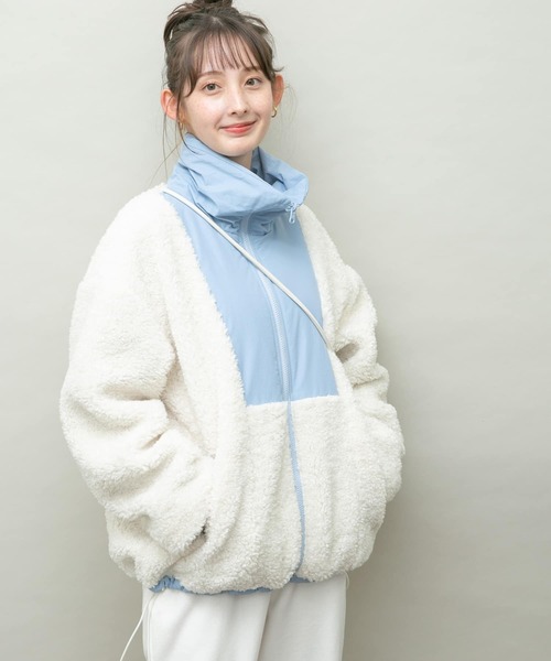 UR Lab.(アーバンリサーチラボ)の「リバーシブルボアブルゾン(ブルゾン・レディース・ピンク/ブルー系その他/ベージュ・FREE)」の7枚目の写真