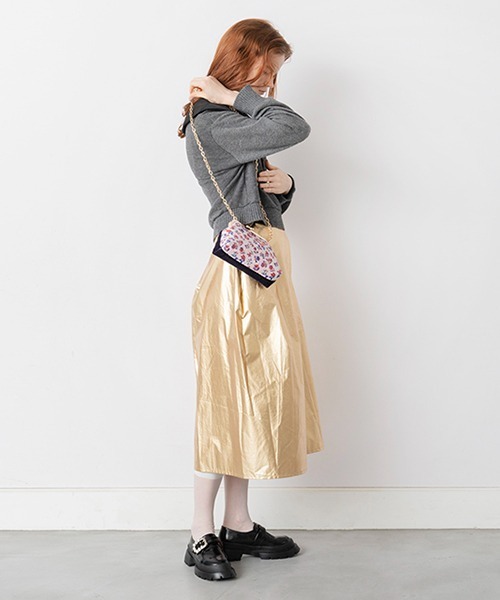 Casselini（キャセリーニ）の「Casselini(キャセリーニ)ジャガード口金バッグ（ショルダーバッグ・レディース・ブラック/クリーム/ラベンダー・FREE）」の14枚目の写真