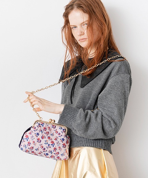 Casselini（キャセリーニ）の「Casselini(キャセリーニ)ジャガード口金バッグ（ショルダーバッグ・レディース・ブラック/クリーム/ラベンダー・FREE）」の19枚目の写真