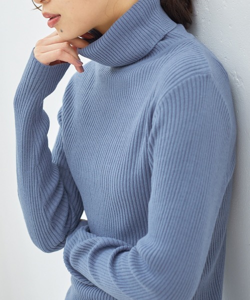 Honeys（ハニーズ）の「あったかリブ編タートル（ニット/セーター・レディース・ライトベージュ/モカ/レッド/ブルー/ブラック/杢グレー/ブラウン/アイボリー/イエロー・LL/L/S/M）」の17枚目の写真