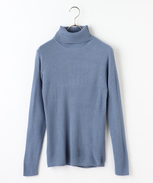 Honeys（ハニーズ）の「あったかリブ編タートル（ニット/セーター・レディース・ライトベージュ/モカ/レッド/ブルー/ブラック/杢グレー/ブラウン/アイボリー/イエロー・LL/L/S/M）」の12枚目の写真