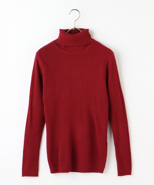 Honeys（ハニーズ）の「あったかリブ編タートル（ニット/セーター・レディース・ライトベージュ/モカ/レッド/ブルー/ブラック/杢グレー/ブラウン/アイボリー/イエロー・LL/L/S/M）」の15枚目の写真