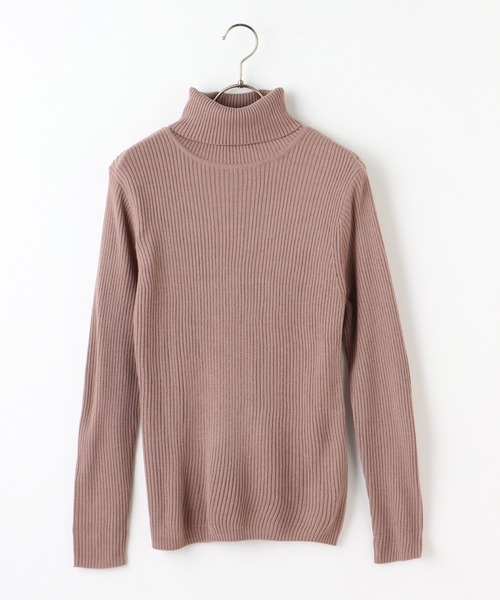 Honeys（ハニーズ）の「あったかリブ編タートル（ニット/セーター・レディース・ライトベージュ/モカ/レッド/ブルー/ブラック/杢グレー/ブラウン/アイボリー/イエロー・LL/L/S/M）」の18枚目の写真