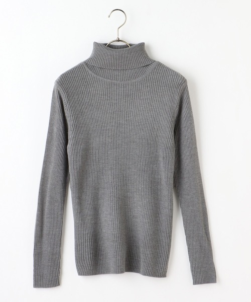 Honeys（ハニーズ）の「あったかリブ編タートル（ニット/セーター・レディース・ライトベージュ/モカ/レッド/ブルー/ブラック/杢グレー/ブラウン/アイボリー/イエロー・LL/L/S/M）」の21枚目の写真